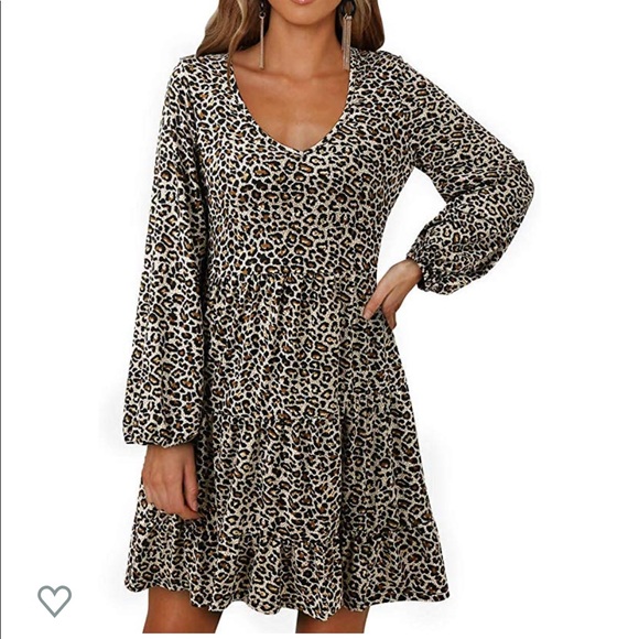 NEW Leopard tunic babydoll swing $85 dress NWT - Picture 4 of 11